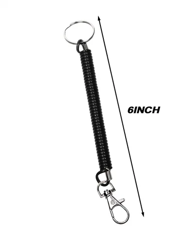 Miniatura 6 de Mini Skater Llavero retráctil en espiral, 6 unidades, con cuerda elástica antipérdida, con cierre de mosquetón de metal para llaves, cartera