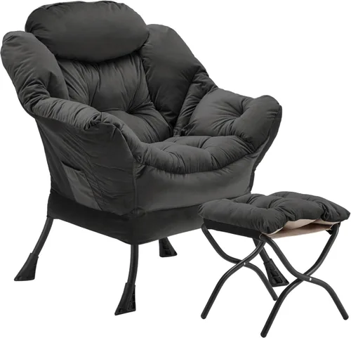 Miniatura 15 de Youtanic - Silla de Tela de Terciopelo Grueso y Acolchado, Cómoda Silla de Estar Contemporánea con Marco Estable, Sillón de Sofá de Ocio