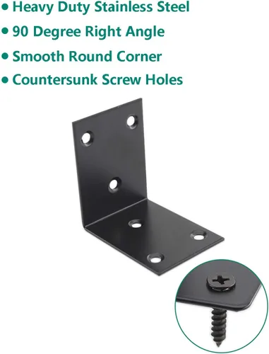 Miniatura 4 de Soporte de esquina de acero inoxidable resistente, soporte de estante en forma de L, soporte de esquina de 90 grados, articulación grande, ángulo
