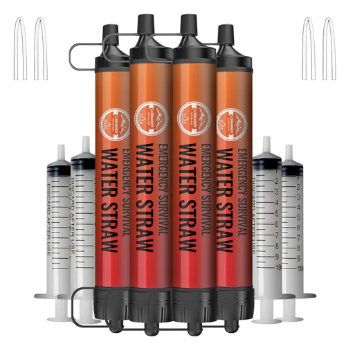Miniatura 16 de Paquete de 5 filtros de agua con pajilla, kit de equipo de supervivencia para campamento y senderismo al aire libre, para uso familiar, popotes de 5