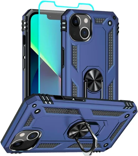 Funda para iPhone 13, iPhone 13, [grado militar de 16 pies probada en caídas], anillo protector a prueba de golpes para iPhone 13, azul