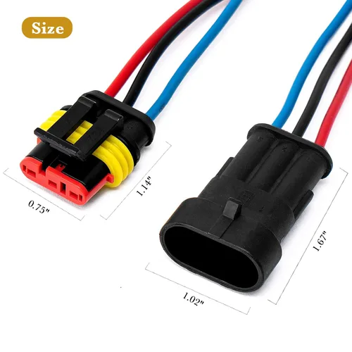 Miniatura 4 de Conector Impermeable de Enchufe de 3 Pines 16AWG, Conectores de Cables Eléctricos Automotrices Macho y Hembra Arnés Adecuados para Automóvil