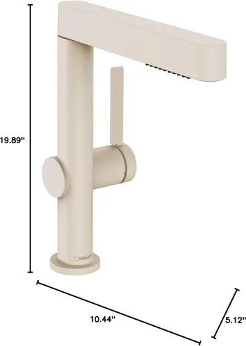 Miniatura 8 de hansgrohe Finoris 76063821 - Grifo moderno para lavabo de baño de 1 manija y 1 orificio de 10 pulgadas de alto, níquel cepillado, 76063821 cepillado