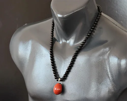 Miniatura 174 de Colgante de turmalina cruda natural, Collar de cuentas de ónix negro genuino, Collar de piedra negra, Collar de piedras preciosas, Cuentas de 0.315