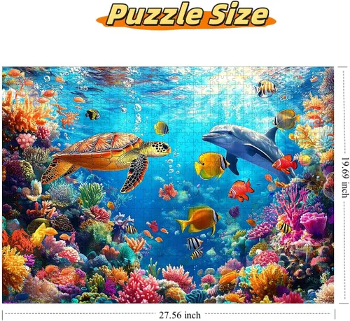 Miniatura 2 de Moruska Rompecabezas submarino de 1000 piezas para adultos, rompecabezas de animales bajo el mar, escena oceánica, 1000 piezas