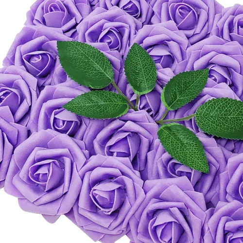 Miniatura 14 de Wrapables® Flor de rosa artificial, flores de tacto real para ramos de boda y centros de mesa, aguamarina