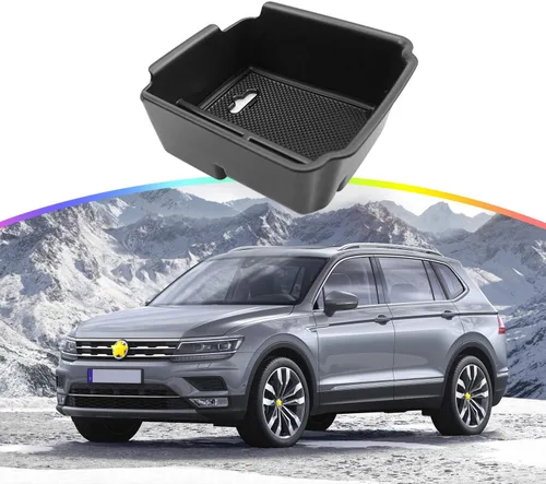 Miniatura 2 de SKTU Organizador de consola central compatible con Tiguan Allspace LWB 2018-2020, inserción de accesorios ABS negro, bandeja de materiales negros