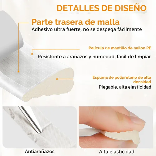 Miniatura 3 de Tira de sellado de espuma en forma de cuña de 236 pulgadas, burlete para puertas, sellado insonorizado para marco de puerta frontal, aislamiento