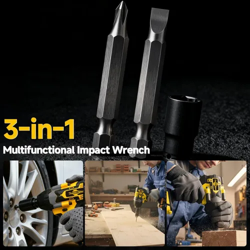 Miniatura 3 de Rhovixster Pistola de impacto inalámbrica de 1/2, juego de llaves de impacto, impacto de 1/2 torsión, motor sin escobillas, pistolas de impacto