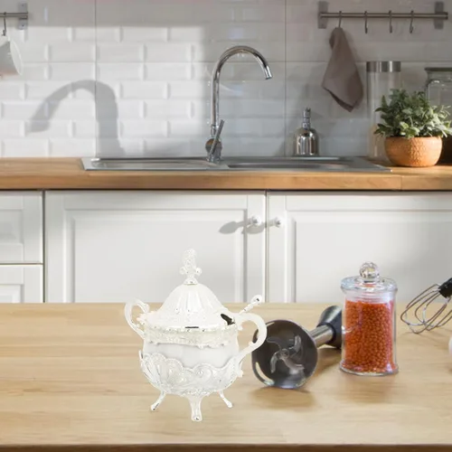 Miniatura 4 de Kichvoe Tarro de condimentos con diseño de pavo real de estilo europeo con tapa, contenedor de condimentos de gran capacidad para almacenamiento
