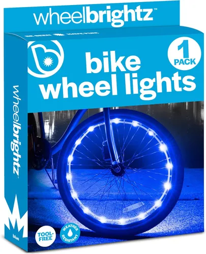 Brightz WheelBrightz - Luces LED para rueda de bicicleta, edición 2025 con correas superiores y escudo LED resistente a la intemperie. 14 colores,