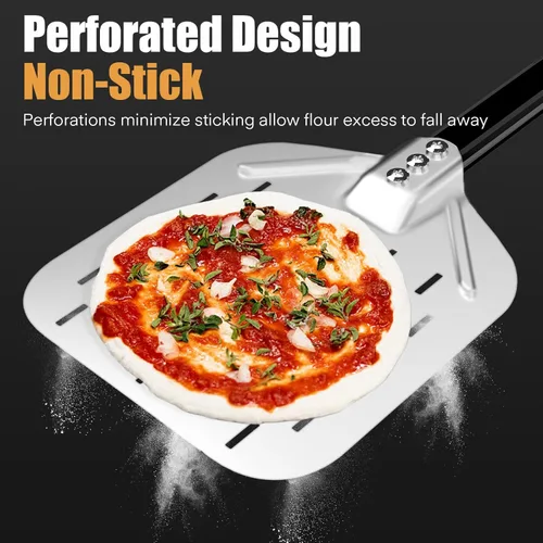 Miniatura 2 de Kit de accesorios para horno de pizza de 4 piezas, incluye cáscara de pizza perforada de 12 pulgadas, cáscara redonda de torneado de pizza de 9