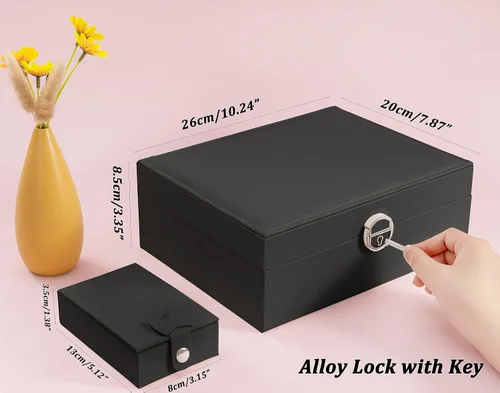 Miniatura 7 de Joyero organizador para mujeres y niñas, 2 en 1, cajas de joyería y organizadores, caja organizadora de joyas grande para anillos, pulseras