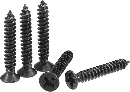 Miniatura 11 de uxcell M3.5 x 12mm Tornillos para madera con cabeza plana Phillips de acero al carbono autorroscantes negros 200 piezas