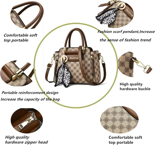 Miniatura 4 de PHEVOS Bolsos de mano y monedero para mujer, bolso de hombro retro con asa superior