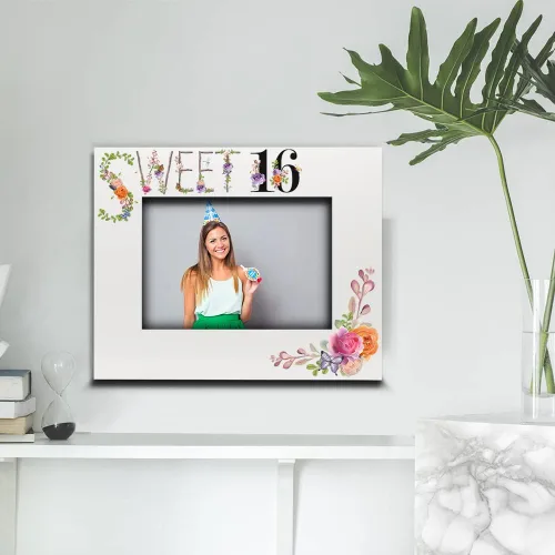 Miniatura 2 de BELLA BUSTA - Marco de fotos de cumpleaños número 16 - Feliz cumpleaños 16 para niña, diseño floral de dulces dieciséis - Marco de fotos