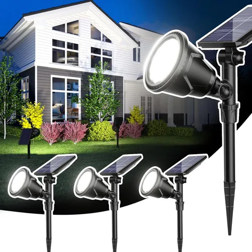 Miniatura 14 de ROSHWEY Focos solares para exteriores, focos de 600 lúmenes, impermeables, iluminación exterior de inundación para entrada, patio, jardín, paisaje