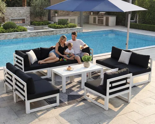 Miniatura 85 de NICESOUL - Juego de 10 muebles de patio extra grandes de aluminio moderno, sofá para exteriores con asiento de 29" de profundidad y ancho, 500 lbs
