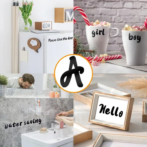 Miniatura 6 de Calcomanías de letras de vinilo con números de buzón, 10 hojas, letras autoadhesivas para dirección de buzón, hogar, negocios, cocina, recipientes