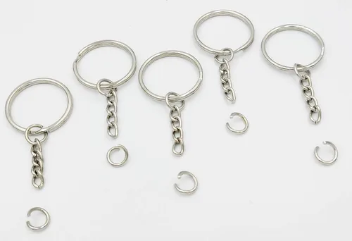 Miniatura 3 de Llavero con cadena y anillos abiertos de 1 pulgada, paquete de 50, 50pack