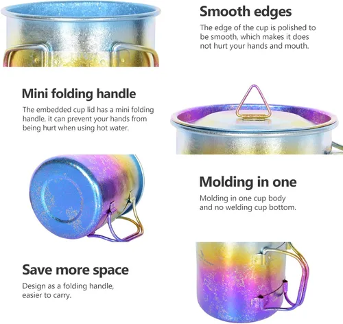Miniatura 3 de Boundless Voyage Titanio Cup 15.2 fl oz/15oz Camping Tazas & Tazas con Tapa Ultraligero Beber Taza para Exterior, Hinking, Jardín Ti3055D