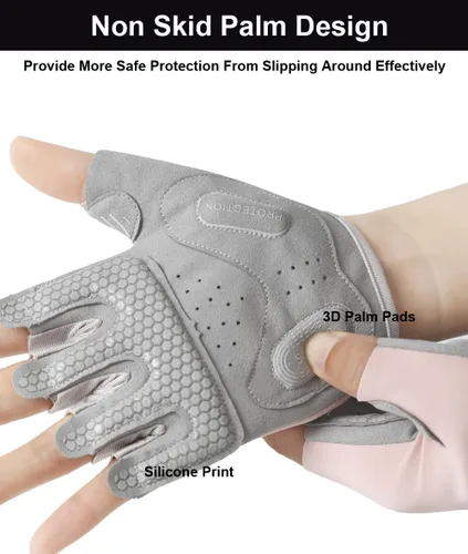 Miniatura 4 de SUJAYU Guantes de entrenamiento para mujeres y hombres, guantes antideslizantes sin dedos para levantamiento de pesas, guantes de entrenamiento