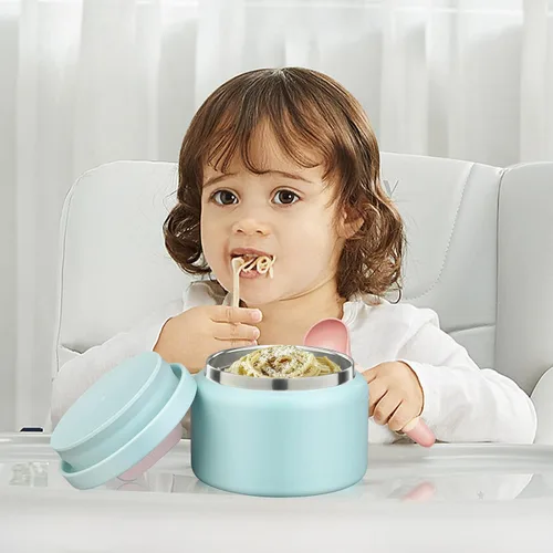 Miniatura 8 de JXXM Tarro térmico de 8 onzas para alimentos fríos y calientes para niños, recipientes aislados para el almuerzo, tarro de comida caliente, a prueba