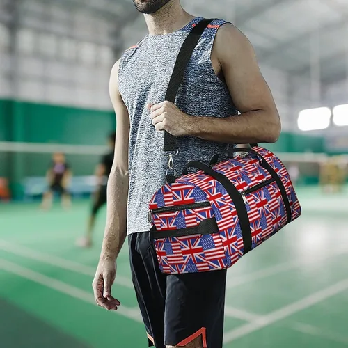 Miniatura 6 de Bolsa de gimnasio con bandera de Estados Unidos y Reino Unido para mujeres y hombres, bolsa de lona ligera, bolsa de viaje con correa para el hombro