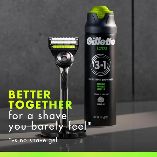 Miniatura 8 de Gillette Labs - Gel de afeitar espumoso rápido para hombres, sin alcohol, tinte y parabenos con vitamina B3 y algas marinas, refresca y calma