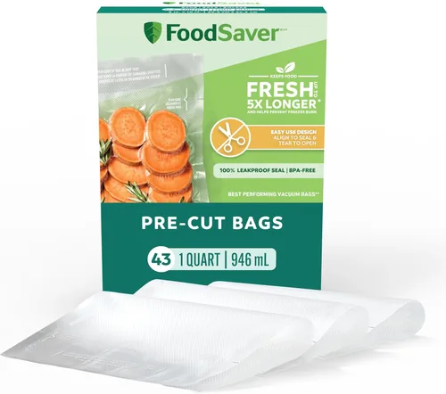 Miniatura 9 de FoodSaver Bolsas de Sellado al Vacío Precortadas de Pinta, Bolsas de Almacenamiento al Vacío de Fácil Uso, Alinear para Sellar y Rasgar para Abrir