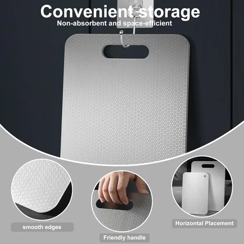 Miniatura 5 de Tabla de cortar de acero inoxidable, tabla de cortar no tóxica para cocina, diseño de textura que reduce las marcas de cuchillos, superficie