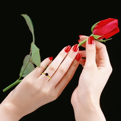 Miniatura 4 de Galaxy Gold GG Anillo solitario de oro macizo de 14 quilates color granate talla 65 Metal Gema Granate