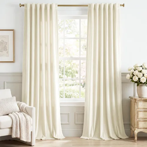 Miniatura 21 de StangH - Cortinas opacas de terciopelo con pestaña trasera, aislamiento térmico, para puerta corrediza, dormitorio, telón de fondo, estudio, teatro