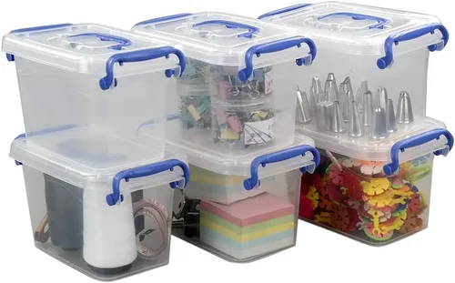 Miniatura 7 de Mini contenedor de plástico de 2 L, caja de almacenamiento transparente, juego de 6