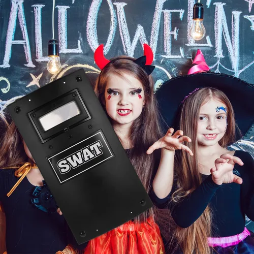 Miniatura 2 de KESYOO Police SWAT Shield - Juguetes de armas para juegos de rol, accesorios de cosplay para niños, regalo de Halloween, negro, mediano