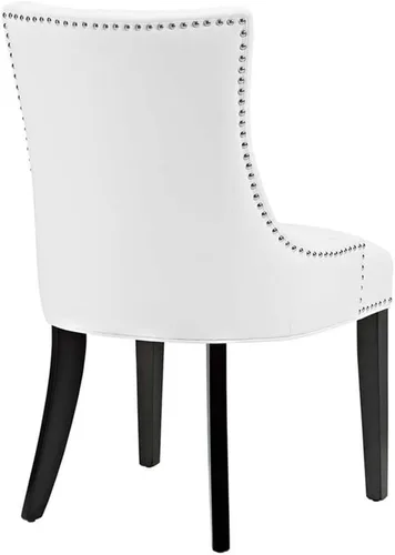 Miniatura 4 de Hawthorne Collections Silla auxiliar moderna de piel sintética, tapicería de vinilo blanco, 38 pulgadas de alto, botones con ribete de cabeza