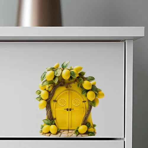Miniatura 6 de Decoración de cocina de casa de árbol de limón - Adhesivo de pared para puerta