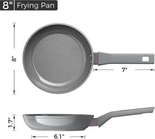 Miniatura 6 de Sanho Sartén antiadherente de 8 pulgadas, revestimiento de cerámica, libre de PTFE y PFOA, compatible con inducción y apto para lavavajillas
