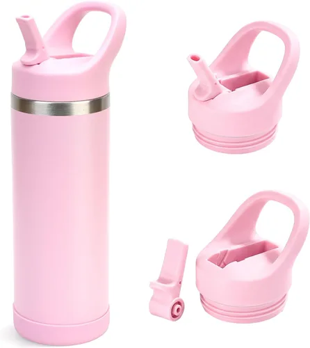 Miniatura 11 de Hydraful Botella de agua para niños de 12 onzas con tapa de pajilla, botella de acero inoxidable aislada al vacío, botella de agua deportiva sin BPA