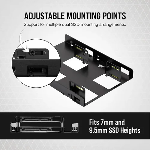 Miniatura 3 de Corsair Soporte de montaje dual SSD (3.5" Bahía de unidad interna a 2.5", fácil instalación) Negro