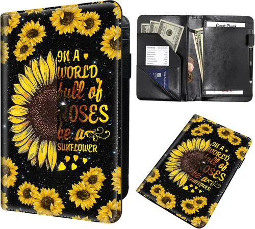 Miniatura 12 de Server Book,Waitress Book,5x9 Inch Server Books for Waitress & Waiter, Cute PU Leather Serving Book Guest Check Presenters Organizer with Zipper