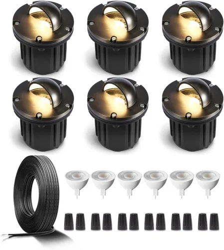 Miniatura 10 de Gardenreet - Luz de pozo de latón de 12 V para exteriores, impermeable, iluminación de paisaje, faro superior de bajo voltaje LED Ip65, bronce