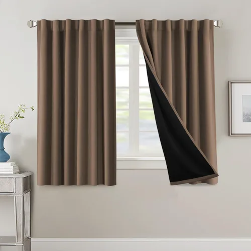 Miniatura 109 de H.VERSAILTEX Cortinas 100% opacas para dormitorio con forro negro, cortinas de oscurecimiento de habitación completa, con aislamiento térmico