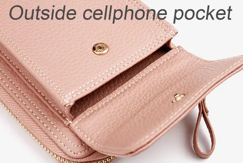 Miniatura 6 de Bolsa cruzada de piel para teléfono celular, con ranuras para tarjetas con protección de interferencia de radiofrecuencia (RFID), de cuero