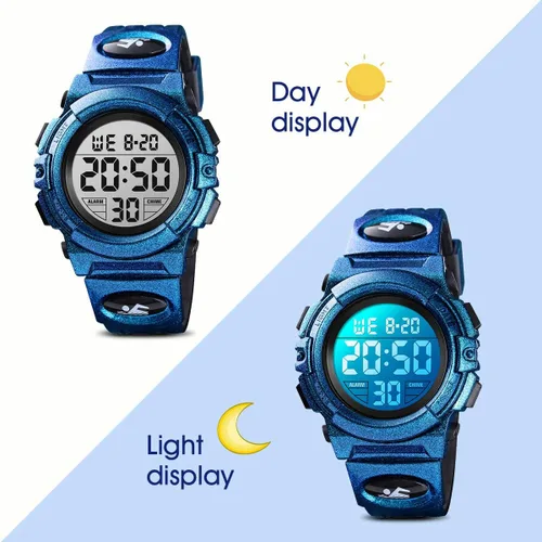 Miniatura 3 de Reloj analógico para niños, reloj para niños de 6 a 15 años, reloj digital para deportes al aire libre, multifuncional con cronógrafo LED 50 M