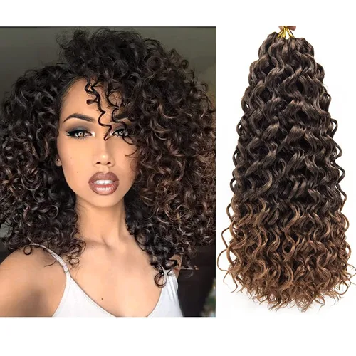 Miniatura 19 de QRHSUKA - Mechones rizados con ganchillo GoGo, cabello ondulado con ganchillo de agua para mujeres, sintético gris, trenzado bohemio, trenza de onda