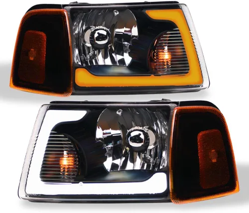 7422448582543 Compatible con 2001-2011 Ford Ranger Switchback Barra de tira LED secuencial de luces delanteras con carcasa negra y lámparas de señal