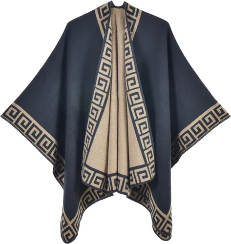 Miniatura 39 de KirGiabo Suéter a Cuadros para Mujer Poncho Capa Abrigo Frente Abierto Manta Chales y Envolturas