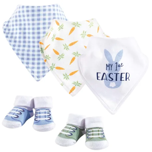 Miniatura 44 de Hudson Baby Conjunto de babero y calcetines unisex de algodón para bebé, Tamaño único Chica Calabaza