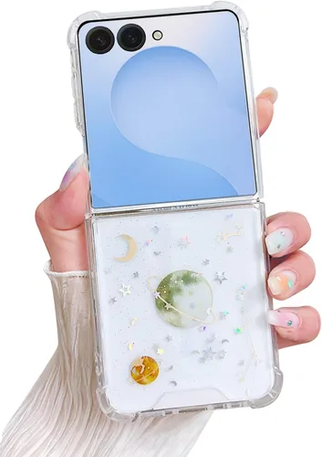 Miniatura 27 de Compatible con Samsung Galaxy Flip 4, funda transparente con flores secas prensadas, para mujeres y niñas, TPU suave a prueba de golpes, funda